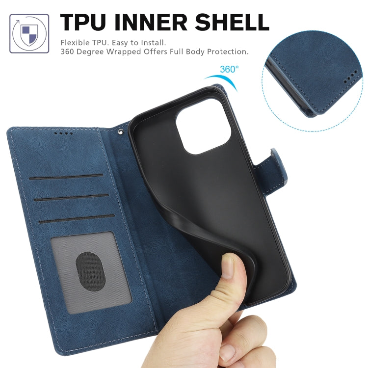 For iPhone 16 Pro Fantasy Skin-feel Calfskin Texture Leather Phone Case(Blue) by buy2fix