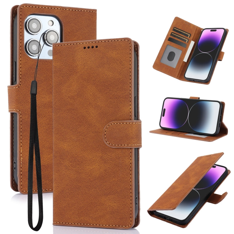 For iPhone 16 Pro Fantasy Skin-feel Calfskin Texture Leather Phone Case(Brown) by buy2fix