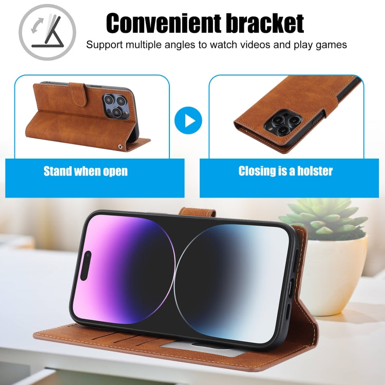 For iPhone 16 Pro Fantasy Skin-feel Calfskin Texture Leather Phone Case(Brown) by buy2fix