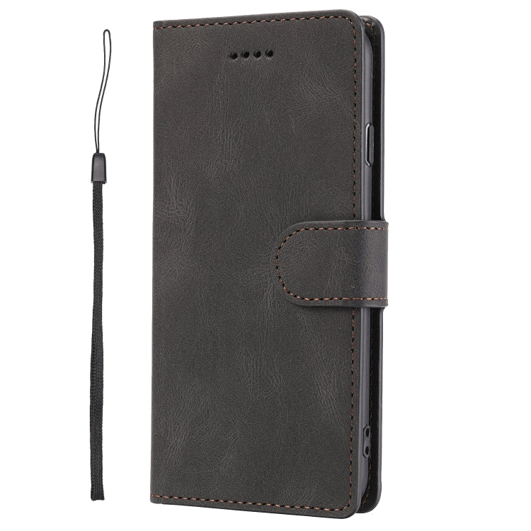 For iPhone 16e Fantasy Skin-feel Calfskin Texture Leather Phone Case(Black) - iPhone 16e Cases by buy2fix | Online Shopping UK | buy2fix