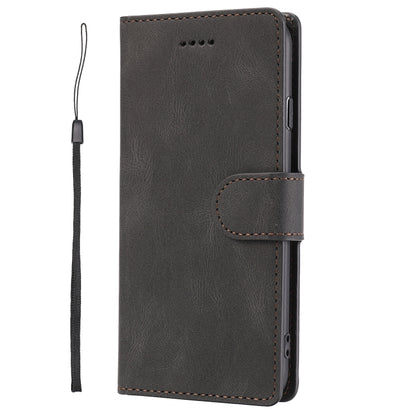 For iPhone 16e Fantasy Skin-feel Calfskin Texture Leather Phone Case(Black) - iPhone 16e Cases by buy2fix | Online Shopping UK | buy2fix