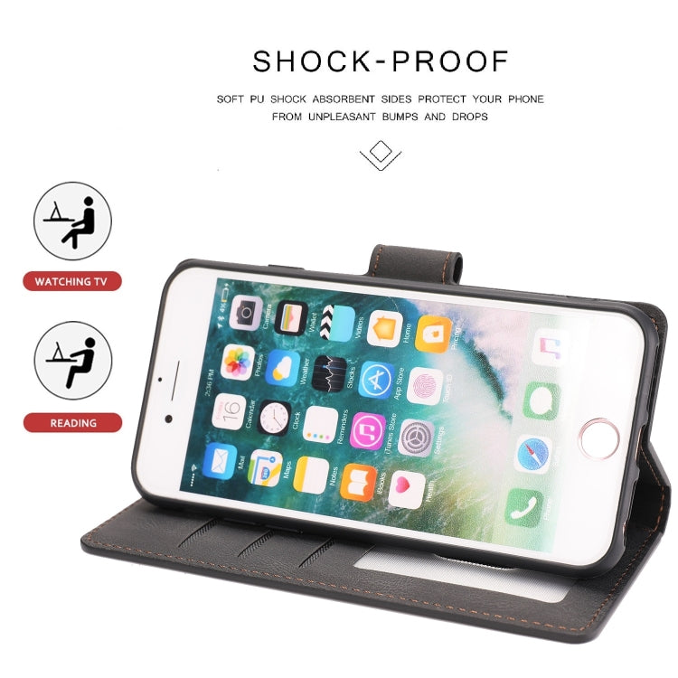 For iPhone 16e Fantasy Skin-feel Calfskin Texture Leather Phone Case(Black) - iPhone 16e Cases by buy2fix | Online Shopping UK | buy2fix