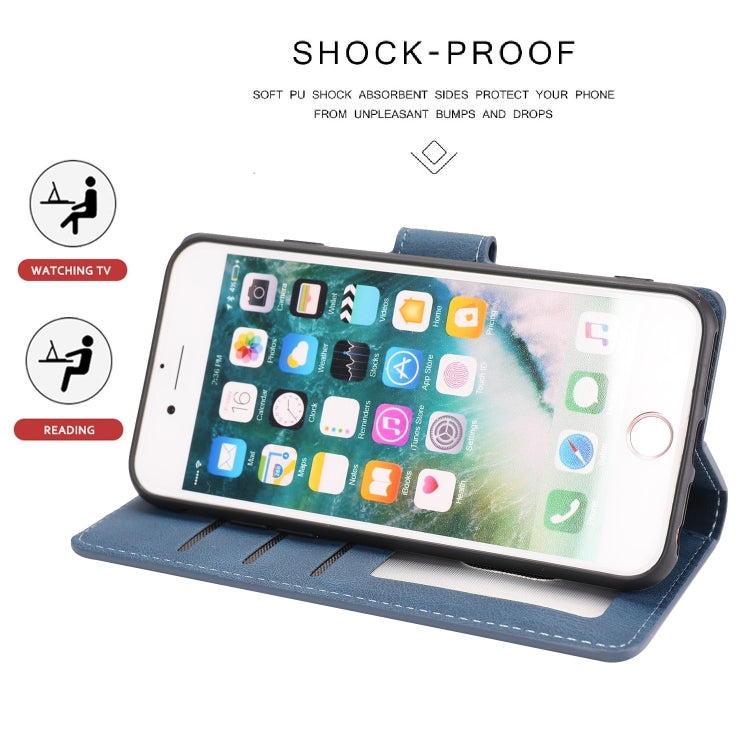 For iPhone 16e Fantasy Skin-feel Calfskin Texture Leather Phone Case(Blue) - iPhone 16e Cases by buy2fix | Online Shopping UK | buy2fix