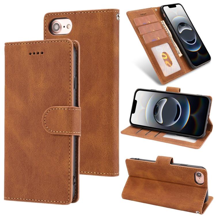 For iPhone 16e Fantasy Skin-feel Calfskin Texture Leather Phone Case(Brown) - iPhone 16e Cases by buy2fix | Online Shopping UK | buy2fix