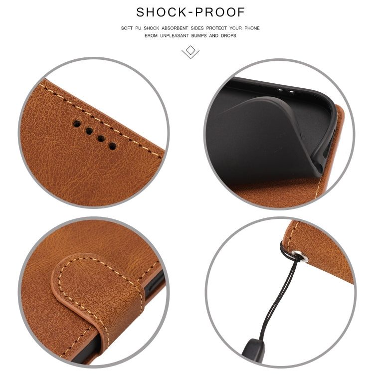 For iPhone 16e Fantasy Skin-feel Calfskin Texture Leather Phone Case(Brown) - iPhone 16e Cases by buy2fix | Online Shopping UK | buy2fix