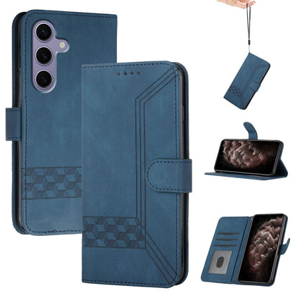 For Samsung Galaxy S25 5G Cubic Skin Feel Flip Leather Phone Case(Blue) by buy2fix
