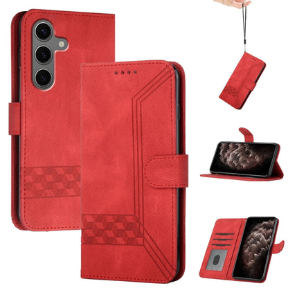 For Samsung Galaxy S25+ 5G Cubic Skin Feel Flip Leather Phone Case(Red) by buy2fix