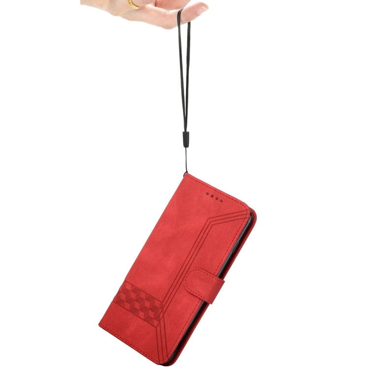 For Samsung Galaxy S25+ 5G Cubic Skin Feel Flip Leather Phone Case(Red) by buy2fix