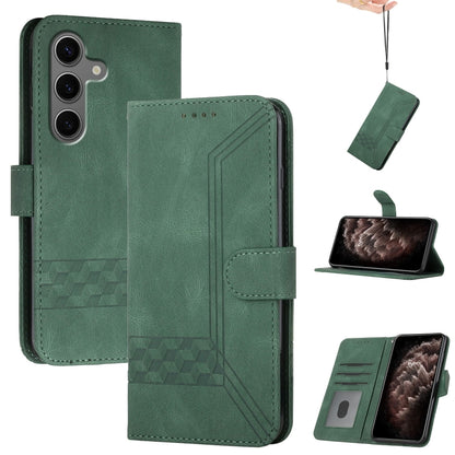 For Samsung Galaxy S25+ 5G Cubic Skin Feel Flip Leather Phone Case(Green) by buy2fix