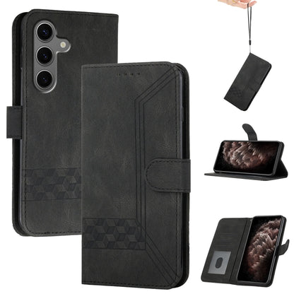 For Samsung Galaxy S25+ 5G Cubic Skin Feel Flip Leather Phone Case(Black) by buy2fix