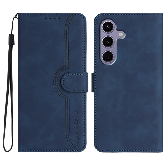 For Samsung Galaxy S25 5G Heart Pattern Skin Feel Leather Phone Case(Royal Blue) by buy2fix