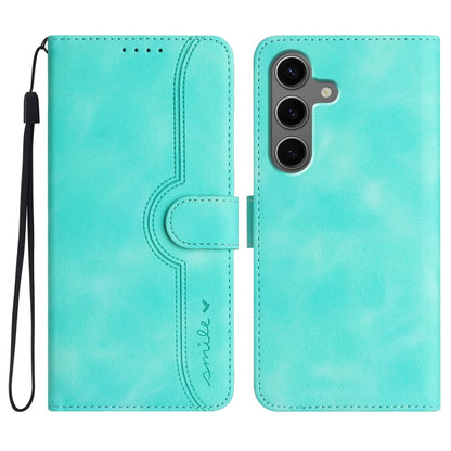 For Samsung Galaxy S25+ 5G Heart Pattern Skin Feel Leather Phone Case(Light Blue) by buy2fix