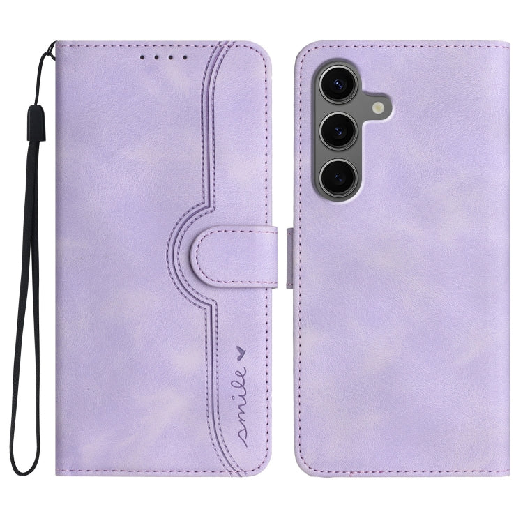 For Samsung Galaxy S25+ 5G Heart Pattern Skin Feel Leather Phone Case(Purple) by buy2fix