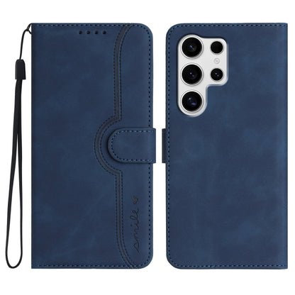 For Samsung Galaxy S25 Ultra 5G Heart Pattern Skin Feel Leather Phone Case(Royal Blue) by buy2fix