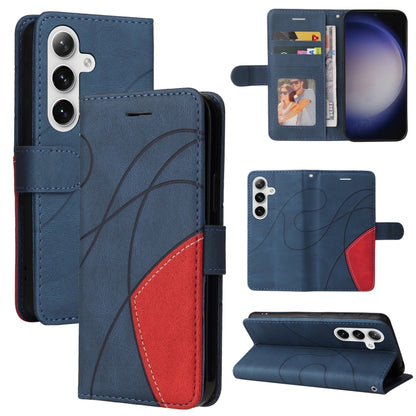 For Samsung Galaxy S25 / S24 5G Dual-color Splicing Flip Leather Phone Case(Blue) by buy2fix