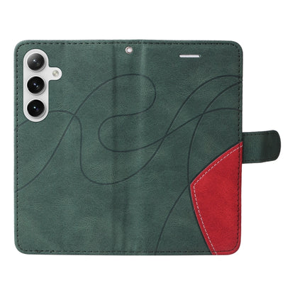 For Samsung Galaxy S25 / S24 5G Dual-color Splicing Flip Leather Phone Case(Green) by buy2fix