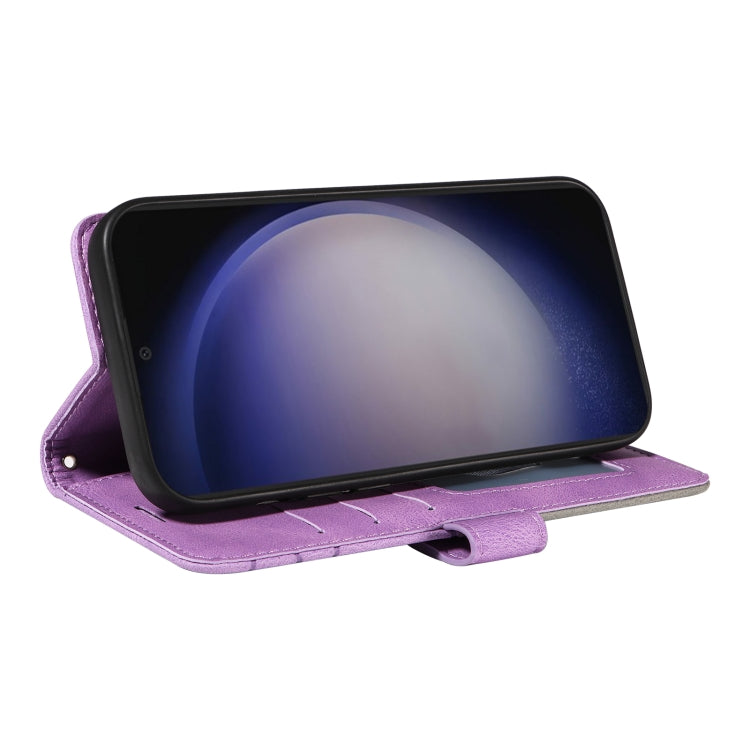 For Samsung Galaxy S25 / S24 5G Dual-color Splicing Flip Leather Phone Case(Purple) by buy2fix