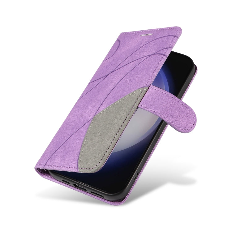 For Samsung Galaxy S25 / S24 5G Dual-color Splicing Flip Leather Phone Case(Purple) by buy2fix