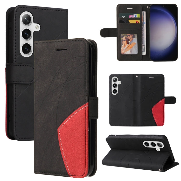 For Samsung Galaxy S25+ / S24+ 5G Dual-color Splicing Flip Leather Phone Case(Black) by buy2fix
