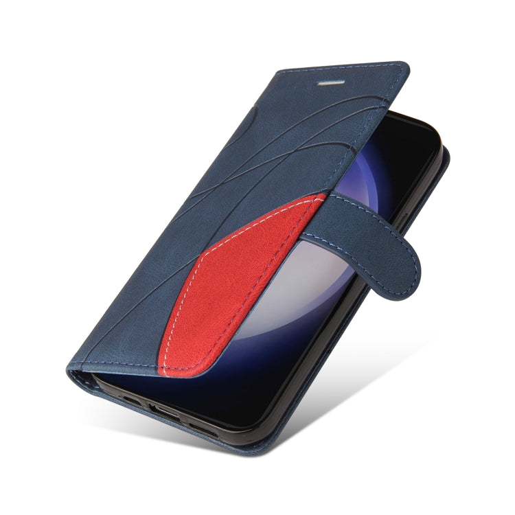 For Samsung Galaxy S25+ / S24+ 5G Dual-color Splicing Flip Leather Phone Case(Blue) by buy2fix