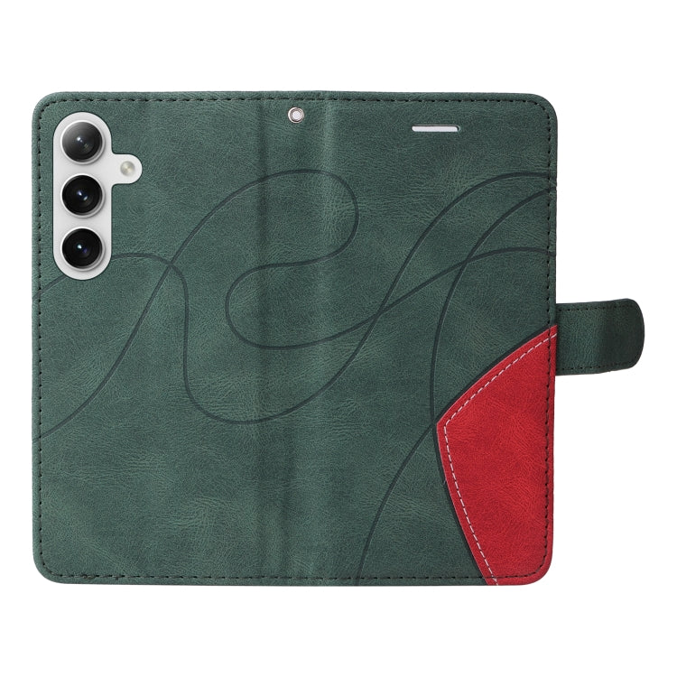 For Samsung Galaxy S25+ / S24+ 5G Dual-color Splicing Flip Leather Phone Case(Green) by buy2fix