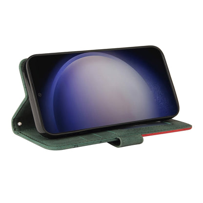 For Samsung Galaxy S25+ / S24+ 5G Dual-color Splicing Flip Leather Phone Case(Green) by buy2fix