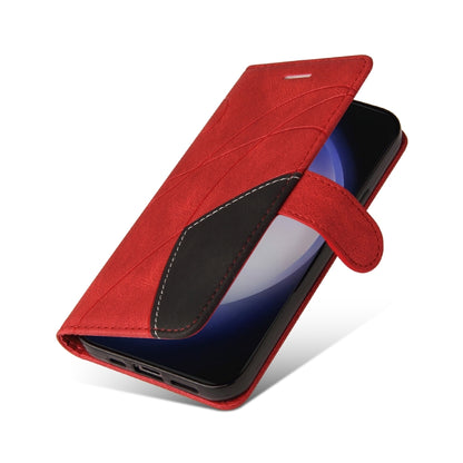 For Samsung Galaxy S25+ / S24+ 5G Dual-color Splicing Flip Leather Phone Case(Red) by buy2fix
