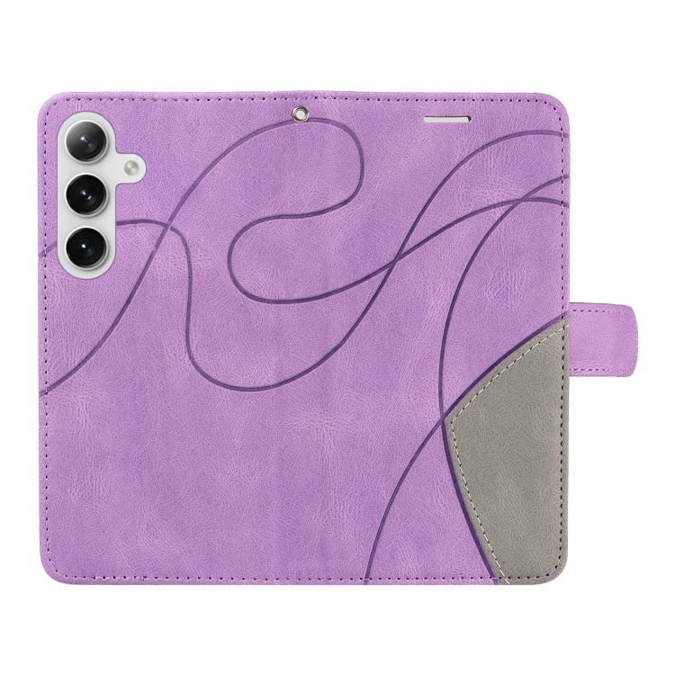 For Samsung Galaxy S25+ / S24+ 5G Dual-color Splicing Flip Leather Phone Case(Purple) by buy2fix