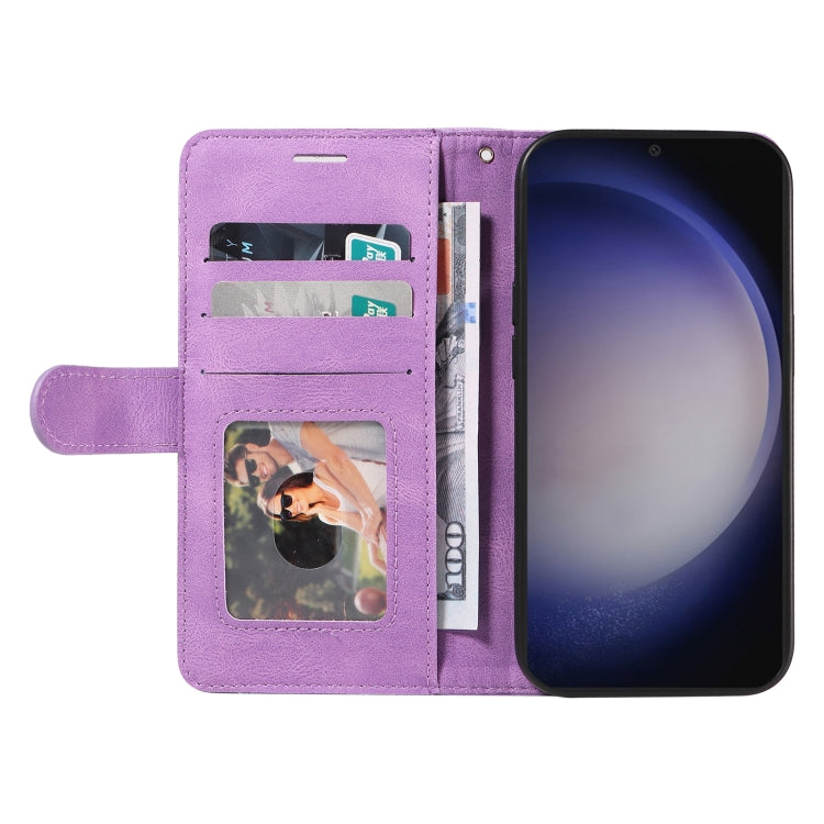 For Samsung Galaxy S25+ / S24+ 5G Dual-color Splicing Flip Leather Phone Case(Purple) by buy2fix