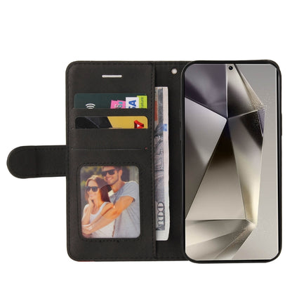 For Samsung Galaxy S25 Ultra 5G Dual-color Splicing Flip Leather Phone Case(Black) by buy2fix
