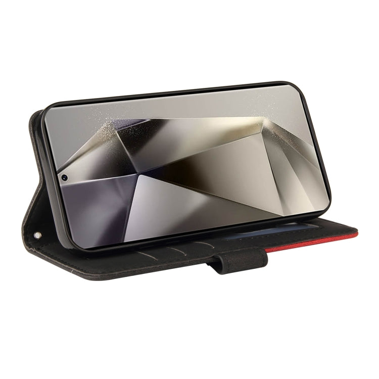 For Samsung Galaxy S25 Ultra 5G Dual-color Splicing Flip Leather Phone Case(Black) by buy2fix