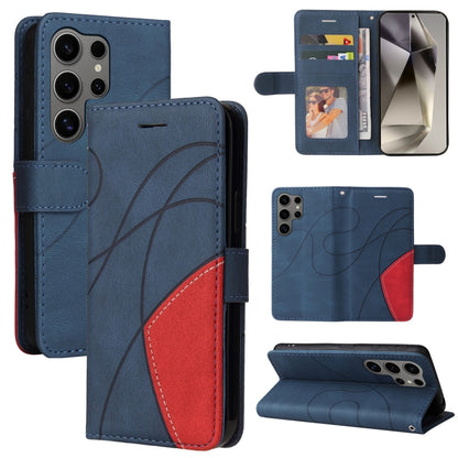 For Samsung Galaxy S25 Ultra 5G Dual-color Splicing Flip Leather Phone Case(Blue) by buy2fix