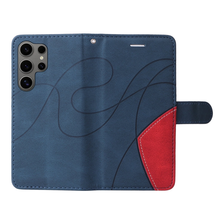 For Samsung Galaxy S25 Ultra 5G Dual-color Splicing Flip Leather Phone Case(Blue) by buy2fix