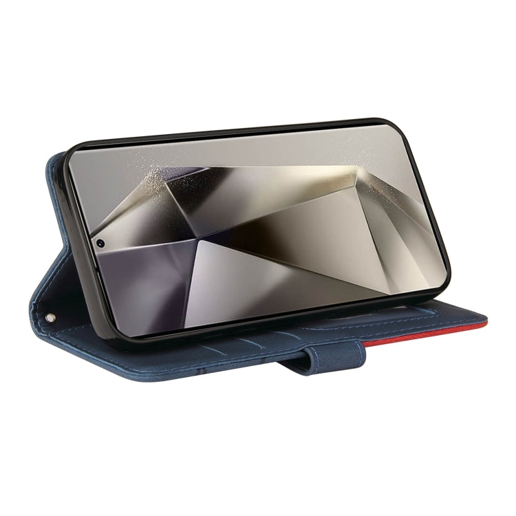 For Samsung Galaxy S25 Ultra 5G Dual-color Splicing Flip Leather Phone Case(Blue) by buy2fix