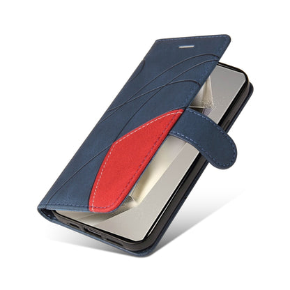 For Samsung Galaxy S25 Ultra 5G Dual-color Splicing Flip Leather Phone Case(Blue) by buy2fix