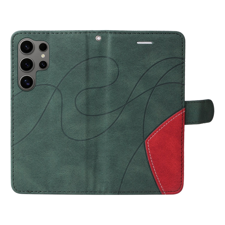 For Samsung Galaxy S25 Ultra 5G Dual-color Splicing Flip Leather Phone Case(Green) by buy2fix