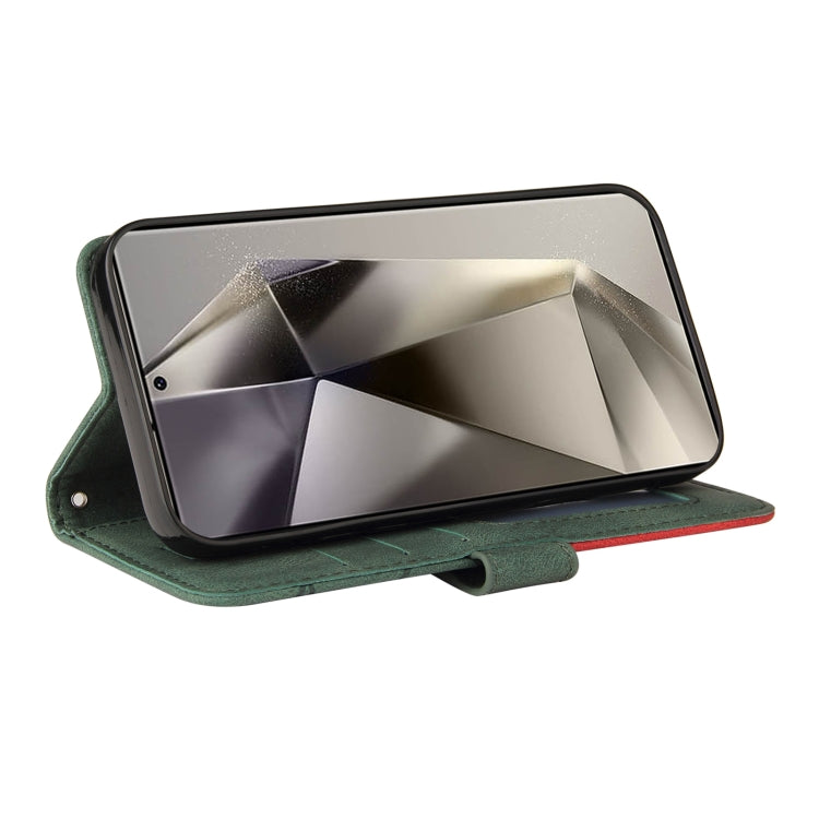 For Samsung Galaxy S25 Ultra 5G Dual-color Splicing Flip Leather Phone Case(Green) by buy2fix