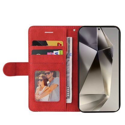 For Samsung Galaxy S25 Ultra 5G Dual-color Splicing Flip Leather Phone Case(Red) by buy2fix