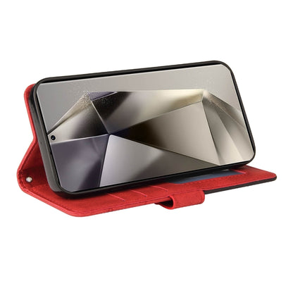 For Samsung Galaxy S25 Ultra 5G Dual-color Splicing Flip Leather Phone Case(Red) by buy2fix