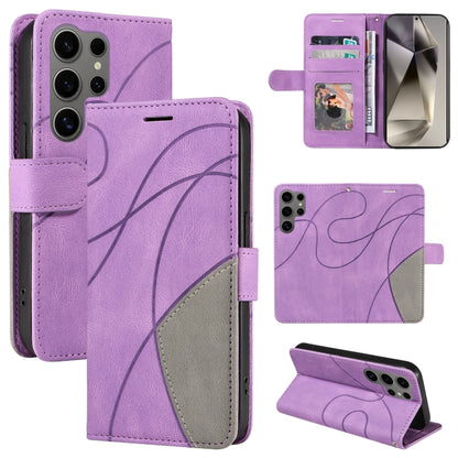 For Samsung Galaxy S25 Ultra 5G Dual-color Splicing Flip Leather Phone Case(Purple) by buy2fix