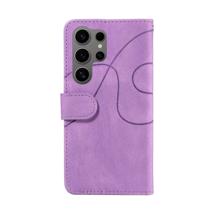 For Samsung Galaxy S25 Ultra 5G Dual-color Splicing Flip Leather Phone Case(Purple) by buy2fix