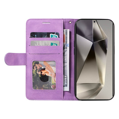 For Samsung Galaxy S25 Ultra 5G Dual-color Splicing Flip Leather Phone Case(Purple) by buy2fix