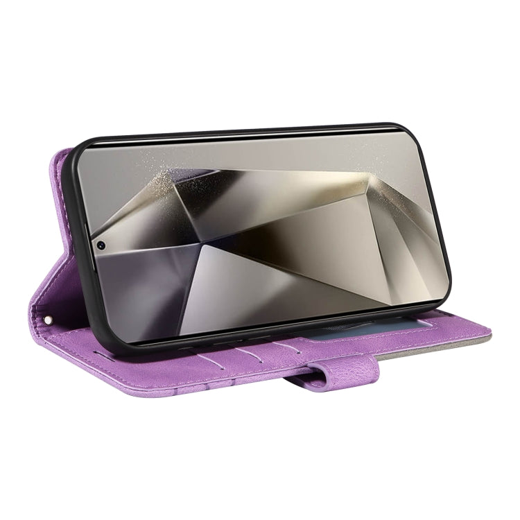For Samsung Galaxy S25 Ultra 5G Dual-color Splicing Flip Leather Phone Case(Purple) by buy2fix