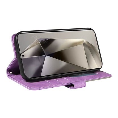 For Samsung Galaxy S25 Ultra 5G Dual-color Splicing Flip Leather Phone Case(Purple) by buy2fix
