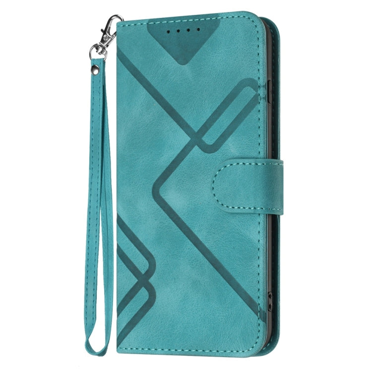 For Samsung Galaxy S25 5G Line Pattern Skin Feel Leather Phone Case(Light Blue) by buy2fix