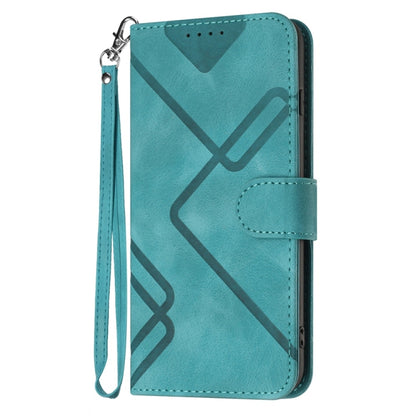 For Samsung Galaxy S25 5G Line Pattern Skin Feel Leather Phone Case(Light Blue) by buy2fix