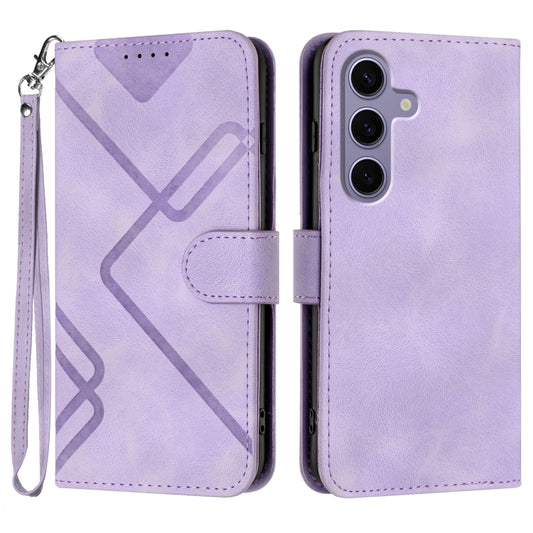 For Samsung Galaxy S25 5G Line Pattern Skin Feel Leather Phone Case(Light Purple) by buy2fix