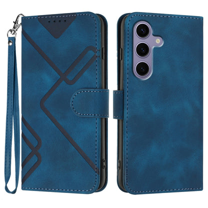 For Samsung Galaxy S25 5G Line Pattern Skin Feel Leather Phone Case(Royal Blue) by buy2fix