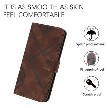For Samsung Galaxy S25 Ultra 5G Line Pattern Skin Feel Leather Phone Case(Coffee) by buy2fix