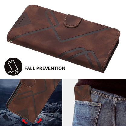 For Samsung Galaxy S25 Ultra 5G Line Pattern Skin Feel Leather Phone Case(Coffee) by buy2fix